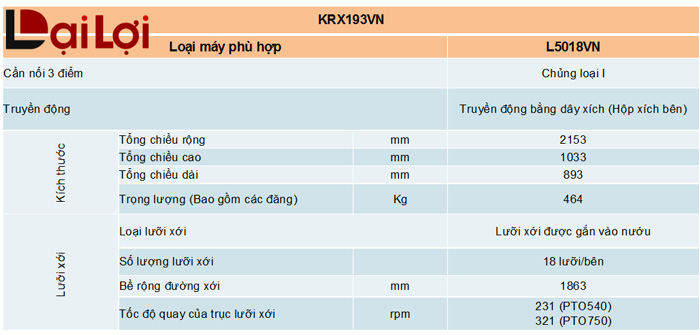 Dàn xới KRX193-VN