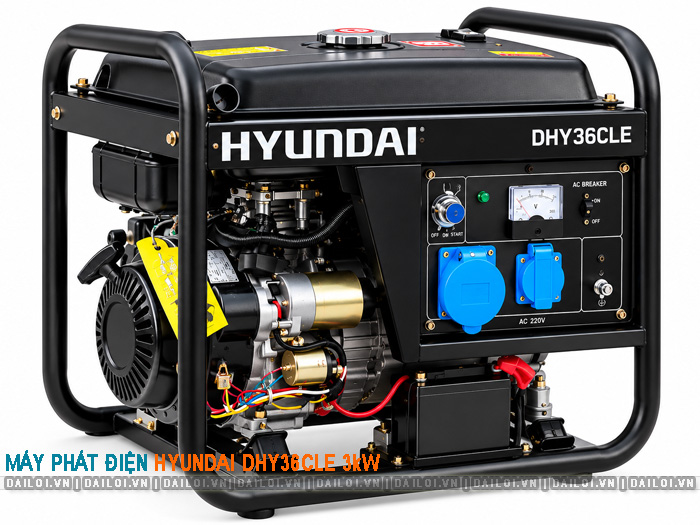 Máy phát điện Hyundai DHY36CLE 3kW chạy dầu