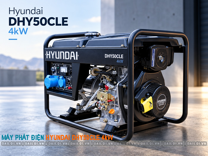 Máy phát điện Hyundai DHY50CLE 4kW chạy dầu