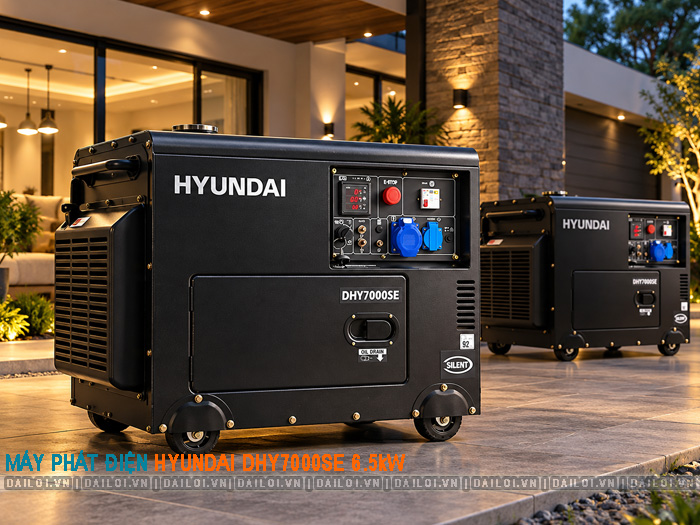 Máy phát điện Hyundai DHY7000SE 6.5kW chạy dầu