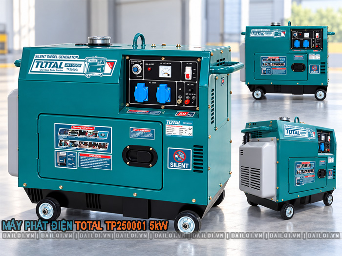 Máy phát điện Total TP250001 5kW chạy dầu