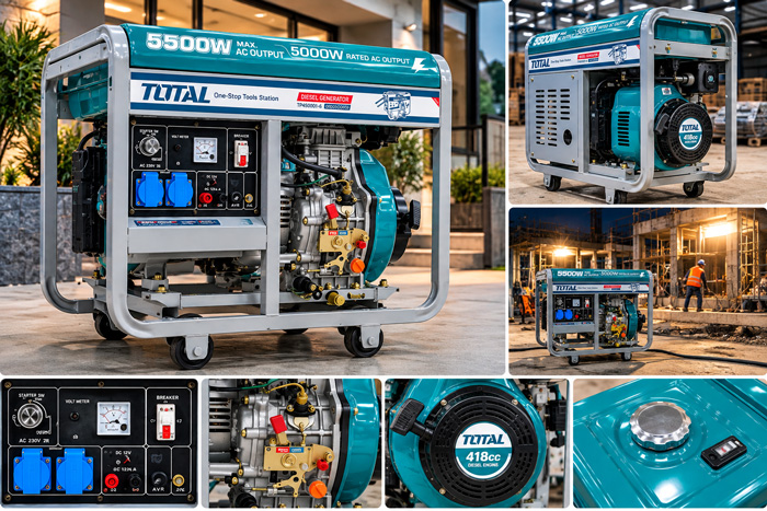Máy phát điện Total TP450001 5kW chạy dầu