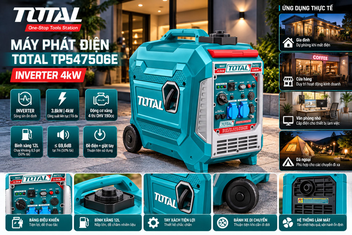 Máy phát điện Total TP547506E 4kW